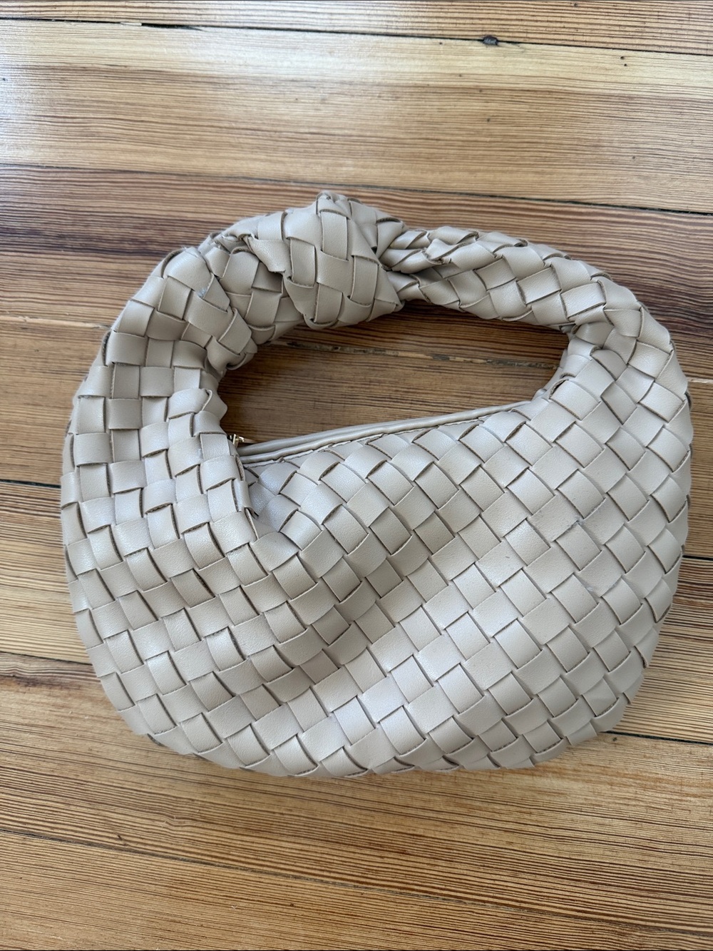 Urban Expressions Woven Knot-Handle Hobo in Beige